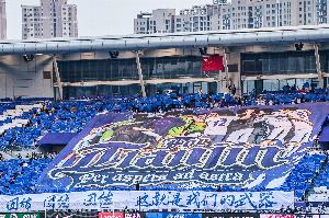 津媒介绍津门虎主场TIFO：球迷和球队荣辱与共、同甘共苦