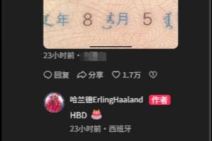 哈兰德中文社媒晒度假照片 并在评论区祝福粉丝生日欢乐