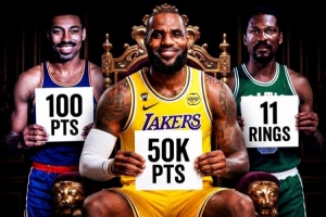 美媒晒NBA不成突破纪录：詹姆斯5万分 拉塞尔11冠&大帅单场100分
