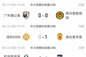 中乙综述：预赛全数实现！争冠组8席出炉：贵阳竞技、泰山B队领衔