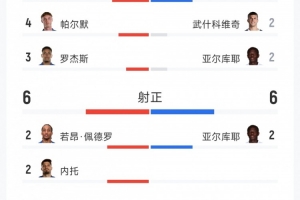 切尔西4-3布莱顿全场数据：射门17-15，射正6-6，蓝军控球率仅26%