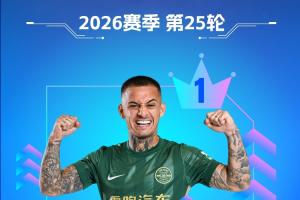 【直播吧】中超第25轮最佳：米特里策当。3球1助美满阐发