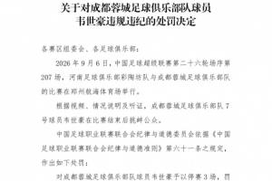 为何韦世豪禁赛3场+河南赛区被忠告？中足联纪律准则中均明文划定